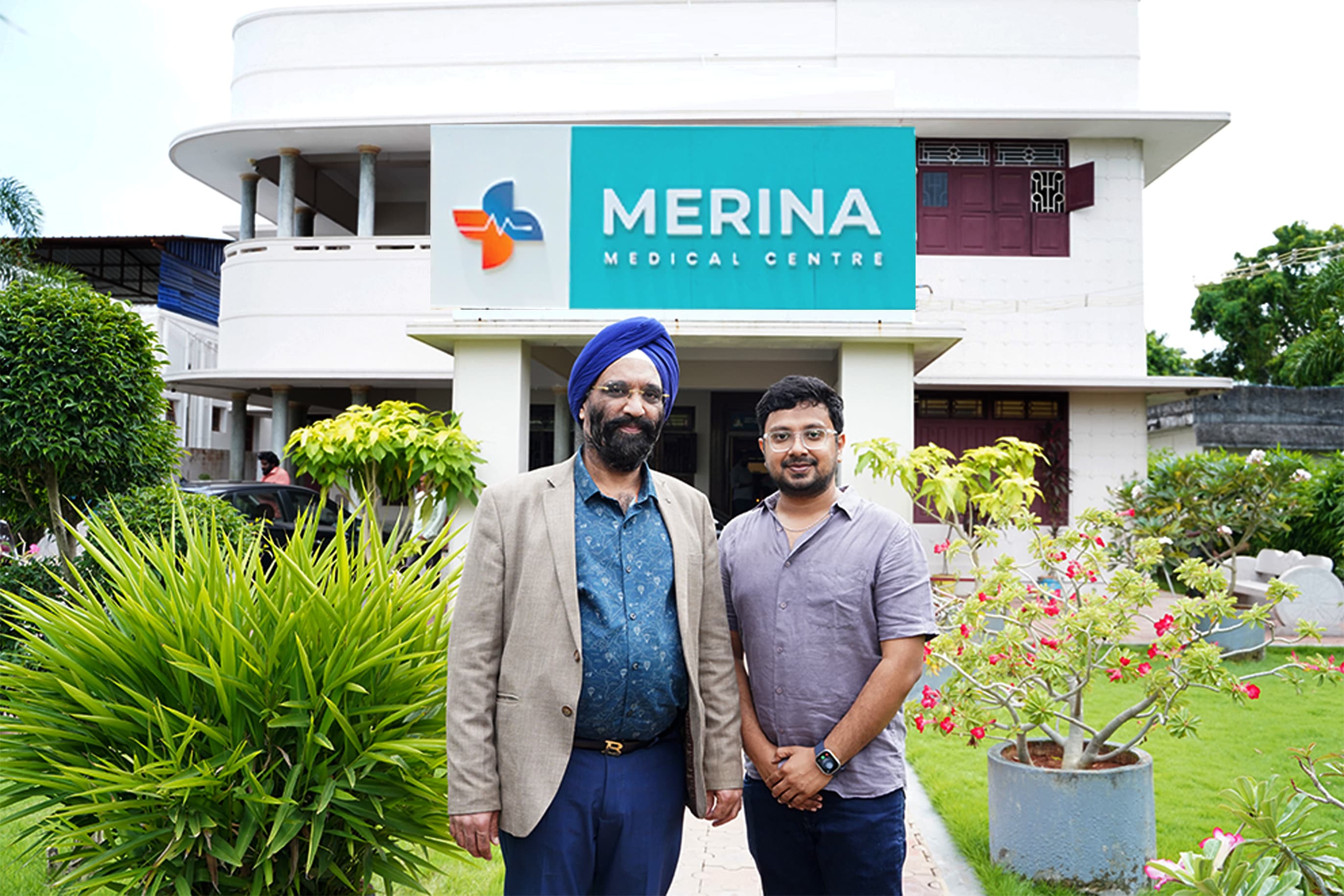 Dr. Nirupan with Dr. APS Suri during a visit to Merina Medical Centre